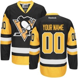 NHL Pittsburgh Penguins Trikot Benutzerdefinierte Reebok 3rd Schwarz Gold Authentic